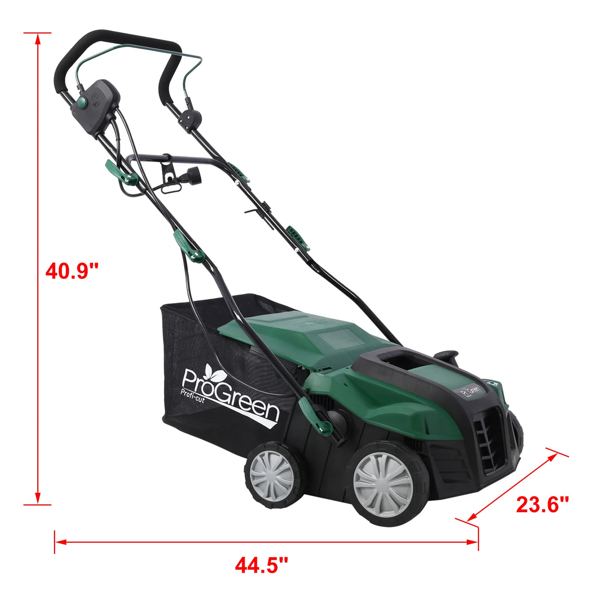2-in-1 16" Walk Behind Electric Dethatcher Scarifier 15 Amp with Large 58QT Removable Collection Bag for Lawn Yard Garden Care