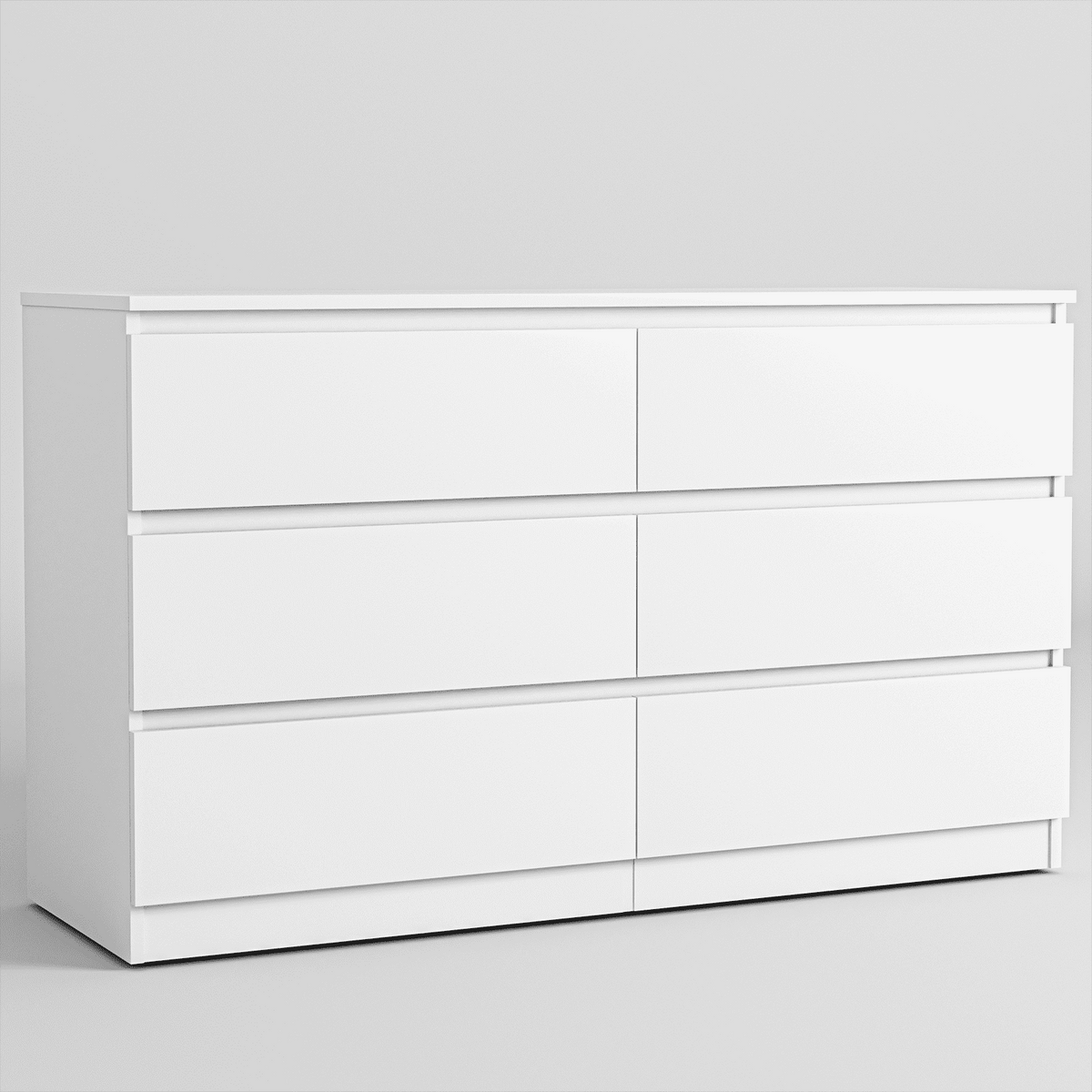 Resenkos Modern Mid Century 6 Drawer Wide Dressers Chests for Bedroom, Chest of Drawer Organizer Grey