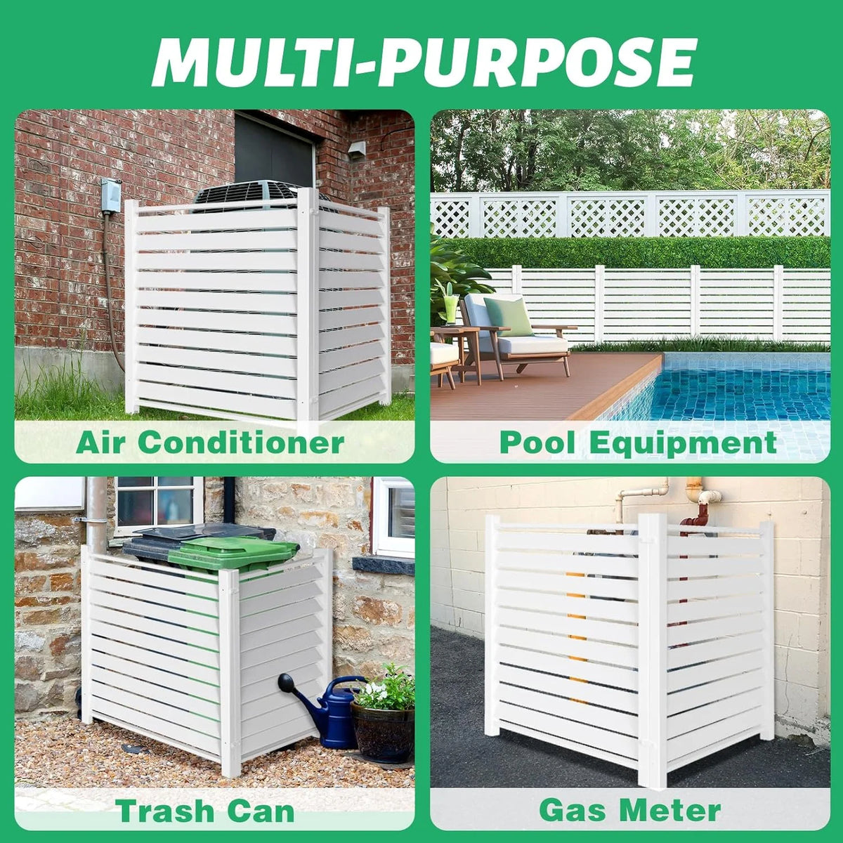 "NAIZEA Air Conditioner Fence, Pool Equipment Enclosure, Trash Can Enclosure, Metal Stake Wood Fence Panel 38"" W x 60"" H"