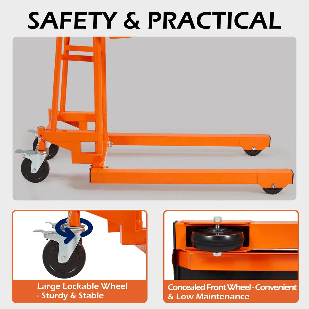 AECOJOY Hydraulic Material Lift Pallet Truck 500 Lbs,Lift Table Cart,32" Max Lift Height Pallet Truck Jack with Lockable Swivel Casters �C Ideal for Warehouse, Workshop and Garage Use