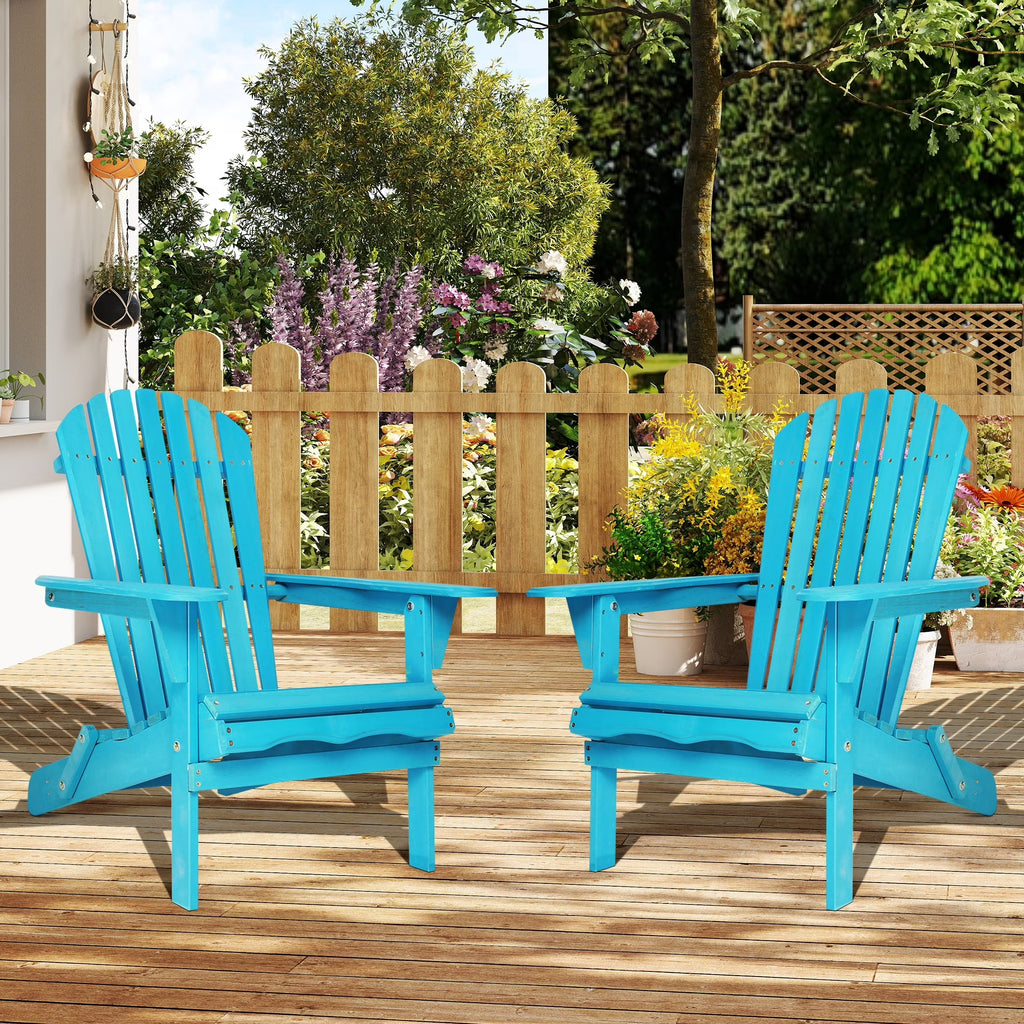 uhomepro Outdoor Adirondack Chairs Set of 2, Folding Fire Pit Chair, Weather Resistant Patio Lawn Chair for Outside Deck Garden Backyard Balcony, Gray