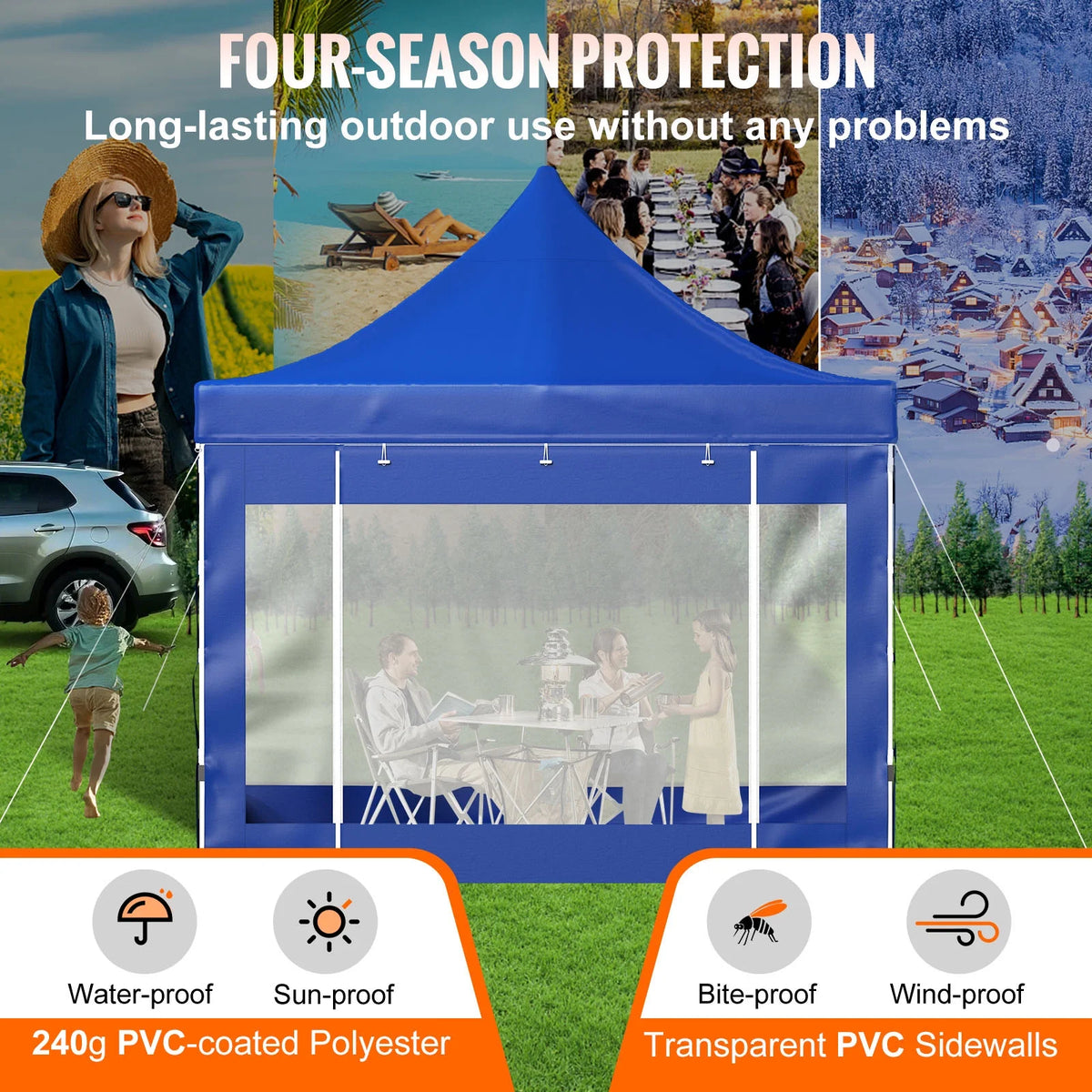 BENTISM 10' x 10' Instant Pop Up Gazebo Tent, Adjustable Height with UV Resistant