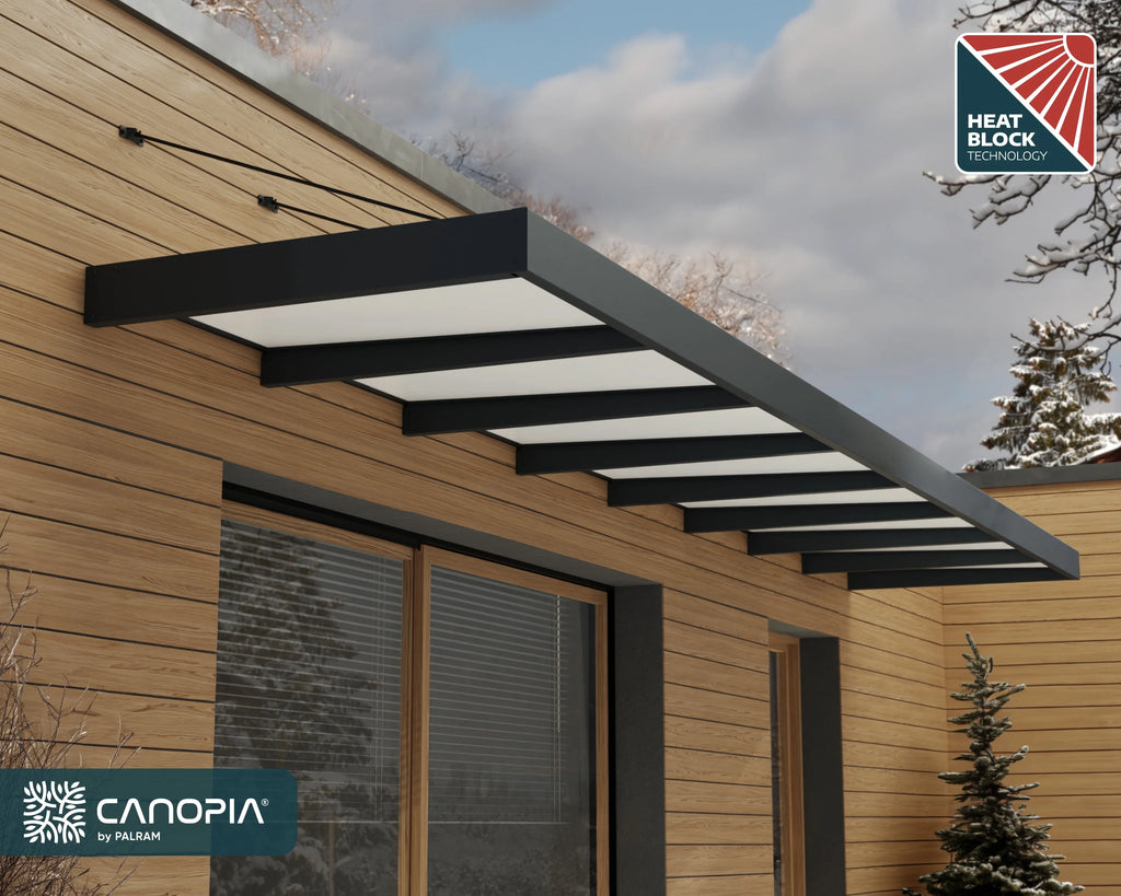 Palram - Canopia Sophia XL 2000 6' x 5' Acrylic Awning - Gray/Mist