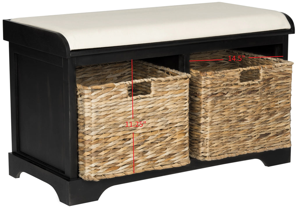 SAFAVIEH Freddy Contemporary Wicker Storage Bench with Cushion, Vintage Grey