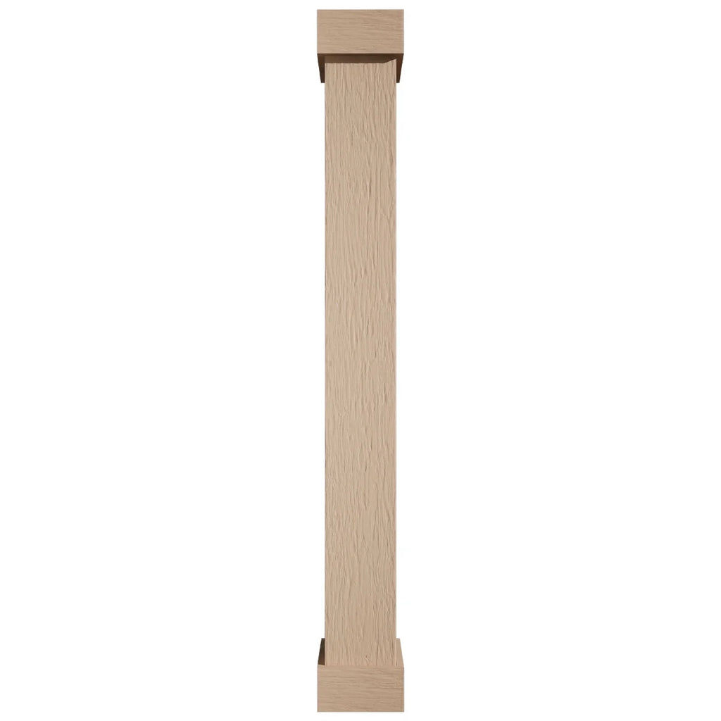 Ekena Millwork 18"W x 5'H Hand Hewn Endurathane Faux Wood Non-Tapered Square Column Wrap with Standard Capital & Base