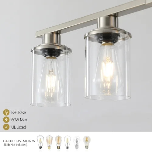 ACE-LIGHTS,Modern Industrial 5-Light Chandelier with Clear Glass Shades(Bulbs Not Included),Hanging Ceiling Light Fixture for Living Room,Dining Room,Kitchen Island(Black)
