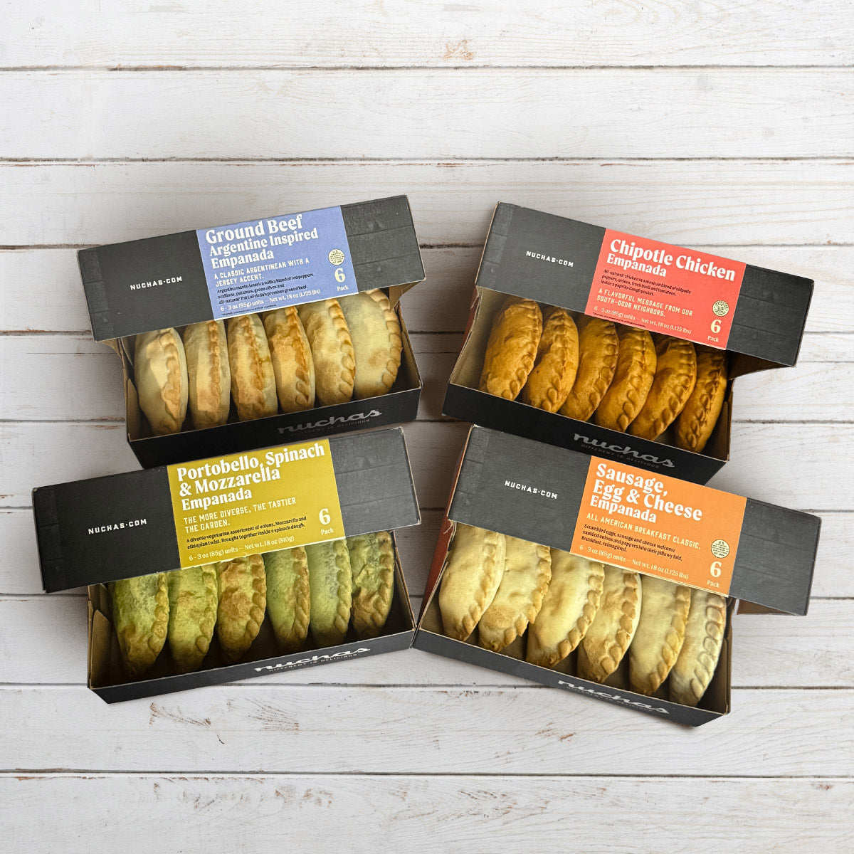 Nuchas Empanadas Variety Combo, 4 Boxes, 24 Units Total