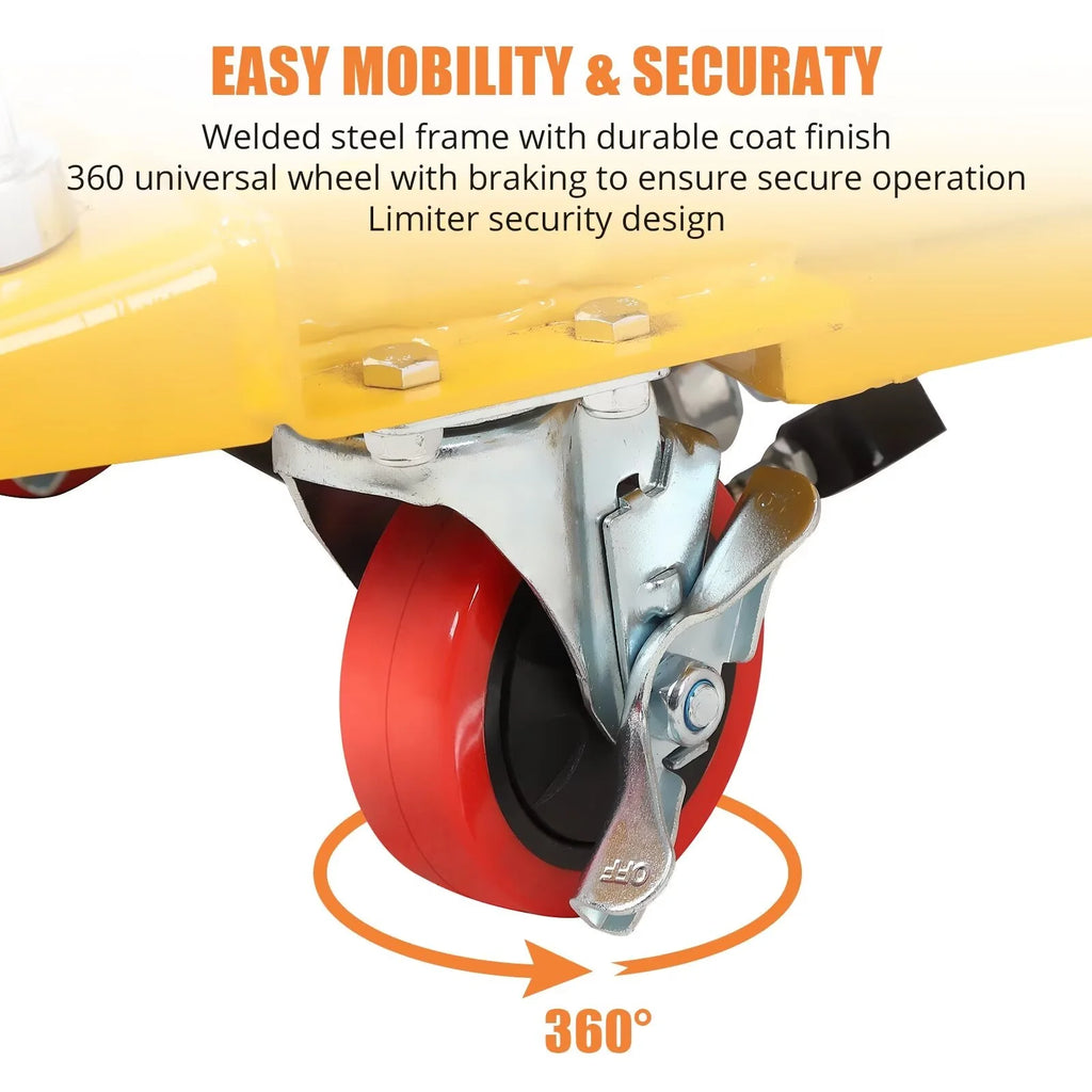Hydraulic Lift Table Cart, 500lbs Capacity 59" Lifting Height, Single Scissor Lift Table Cart with 4 Wheels and Non-Slip Pad, Manual Elevating Cart for Material Handling Transportation