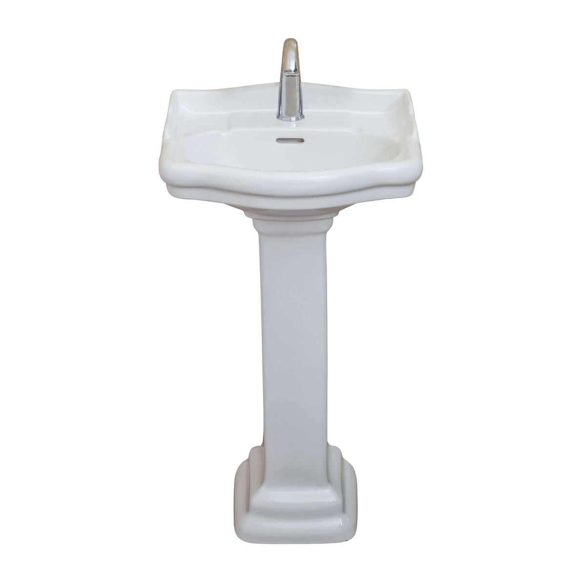 Fine Fixtures Roosevelt Pedestal Sink - 18 Inch Vitreous China Ceramic Pedestal Sink - Single Faucet Hole Sink in White