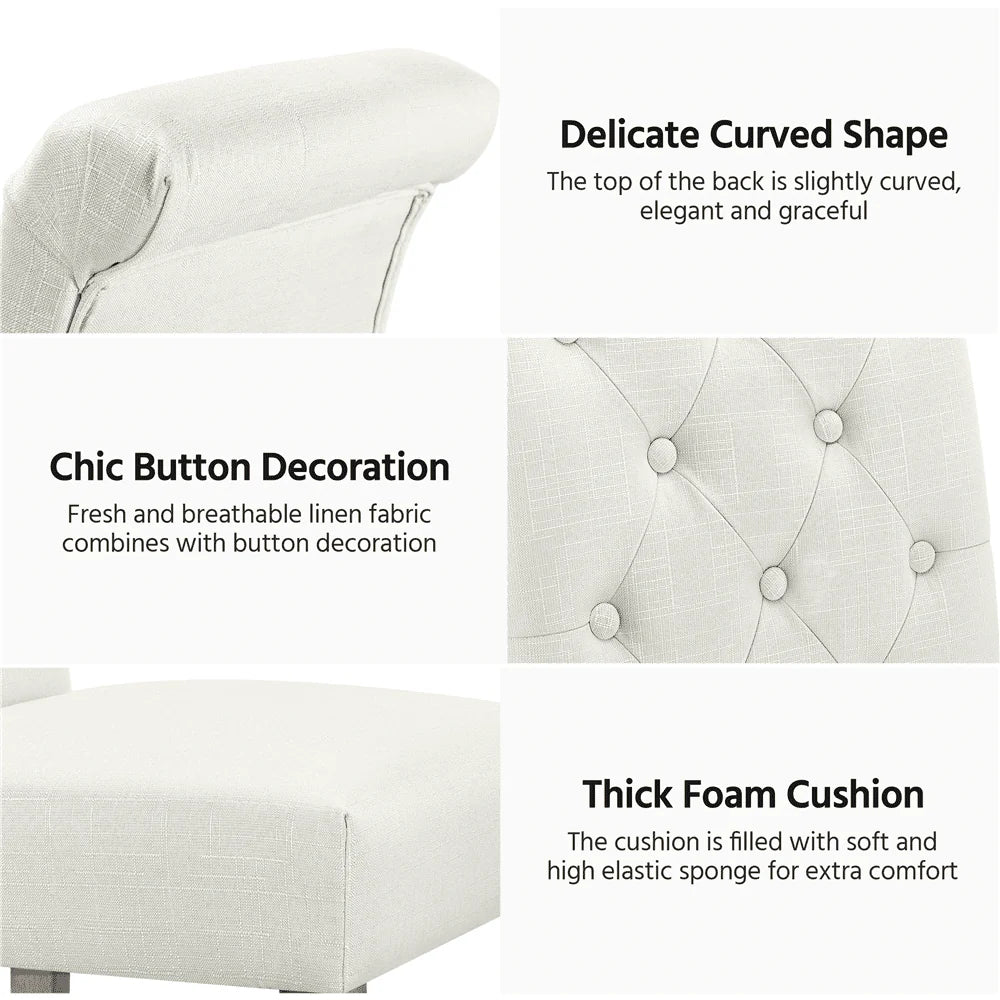 SMILE MART 6pcs Padded Parsons Fabric Upholstered Dining Chairs, Beige