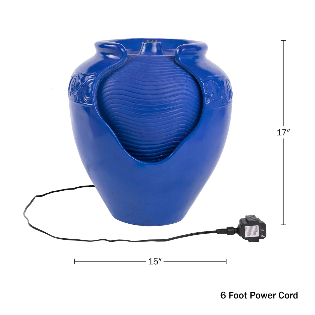 Pure Garden Jar Water Fountain �?Indoor or Outdoor Water Feature with Electric Pump and LED Lights by Pure Garden (Cobalt Blue)