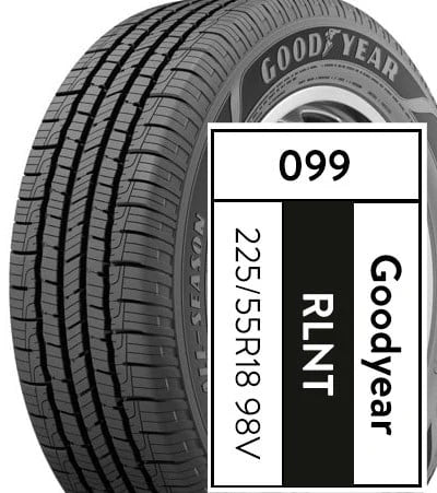 Goodyear Reliant All-Season 225/55R18 98V Tire Fits: 2019 Subaru Crosstrek Hybrid, 2018 Subaru Crosstrek Base