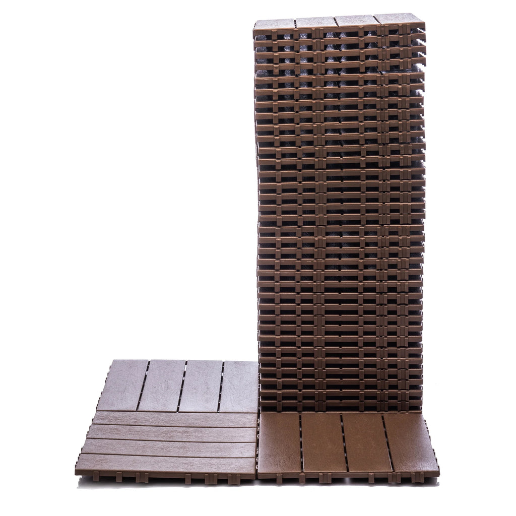 76-Pack 11.42"x11.42" Plastic Interlocking Deck Tiles - 68.80 Sq.Ft Outdoor Plastic Flooring Super Durable & Waterproof All-Weather Indoor/Outdoor Use Eco-Friendly Non-Toxic Material