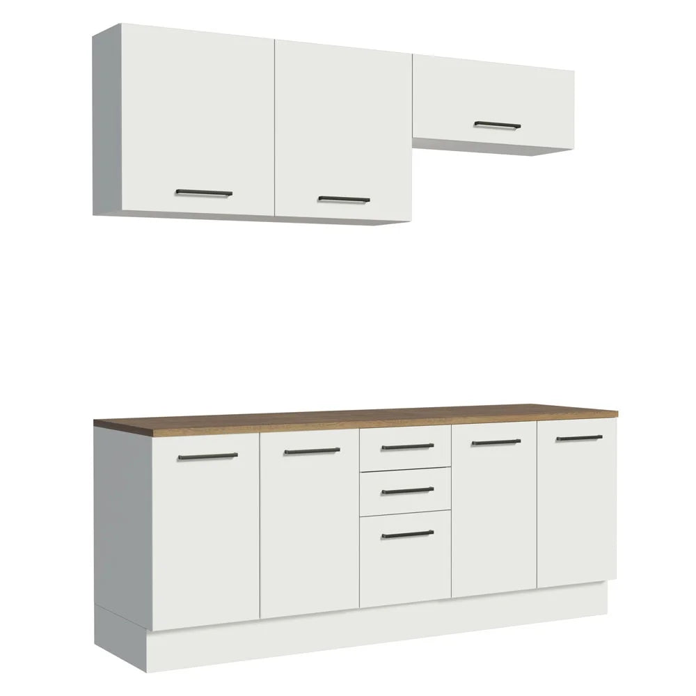 Madesa 4-Piece Garage and Utility Room Storage Cabinet Set 78 Inch with 33 Inch Base Cabinet and 31 Inch Slim Wall Cabinet Modular Storage Organization Unit - White