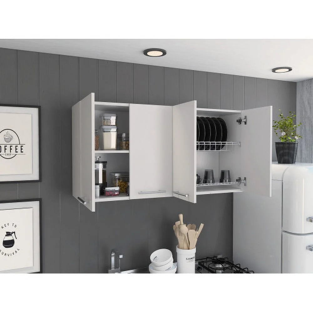 Xukmct Kitchen 4 Doors Wall Cabinet with 4 Inner Shelves, White