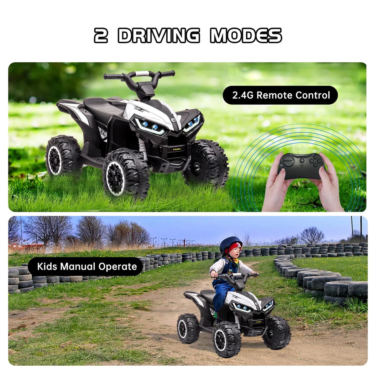Garvee Kids Ride on ATV with Remote Control, 12V Powered 4 Wheeler Quad Vehicle with LED Headlights
