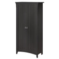 Bowery Hill Farmhouse Engineered Wood Tall Storage Cabinet with Doors in Black