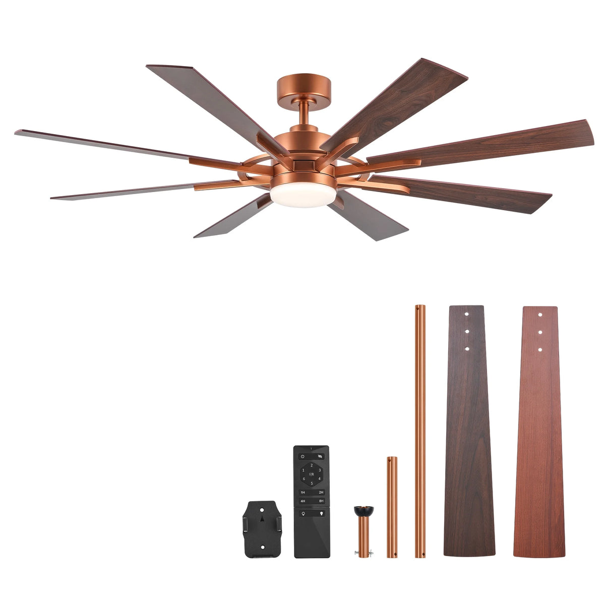 Bestco 60" Ceiling Fan with Light Kit and Remote Control for Farmhouse Living Room