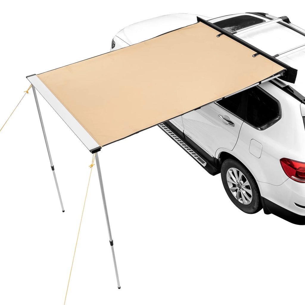JWRWEF 6.5x8.2ft Car Side Awning, Waterproof SUV Truck Rooftop Tent Sunshade, 280G PU3000mm Fabric Outdoor Shelter, UV & Wind Resistant Camping Canopy with Carry Bag