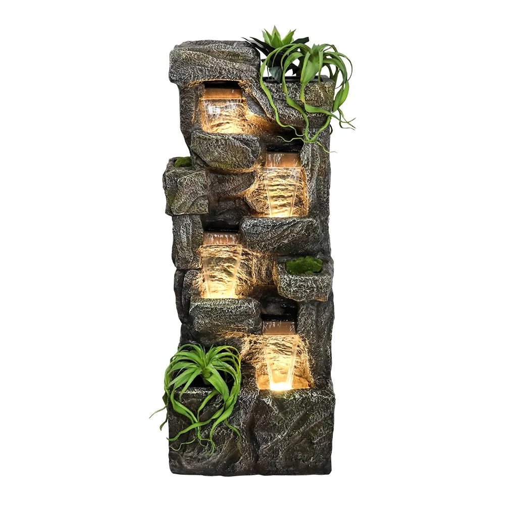 55.5-in Outdoor Garden Water Fountain 4 Tiers Large Cascading Fountain