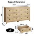 Yeshouse Boho 6-Drawer Dresser with Rattan Accents, Modern Chest of Drawers with Ring Handles & Deep Storage for Bedroom, Living Room