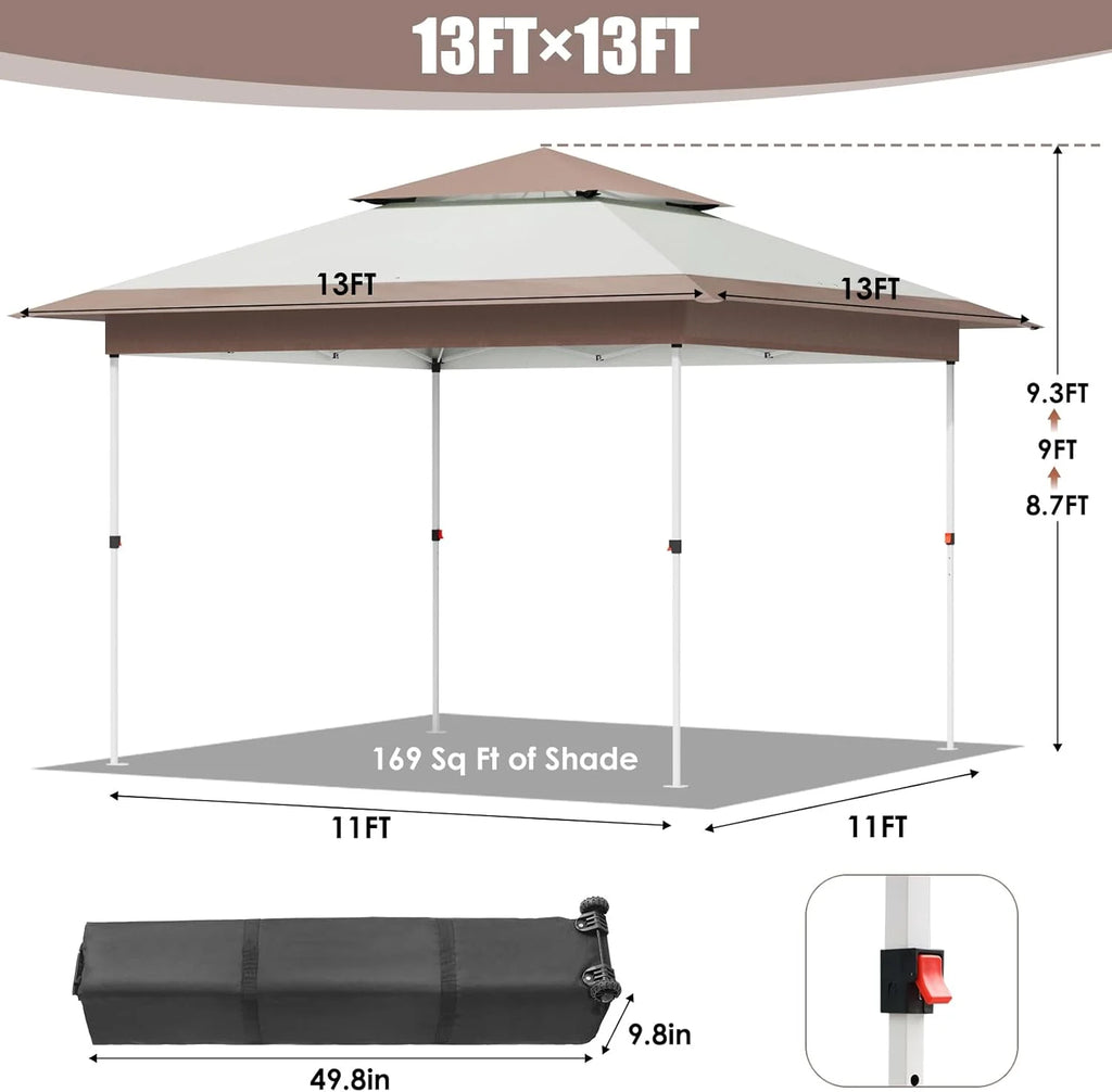 Pirecart 12' x 12' Pop-up Canopy Tent Waterproof Outdoor Gazebo Shelter with Wheeled Bag, Instand Canopy , White