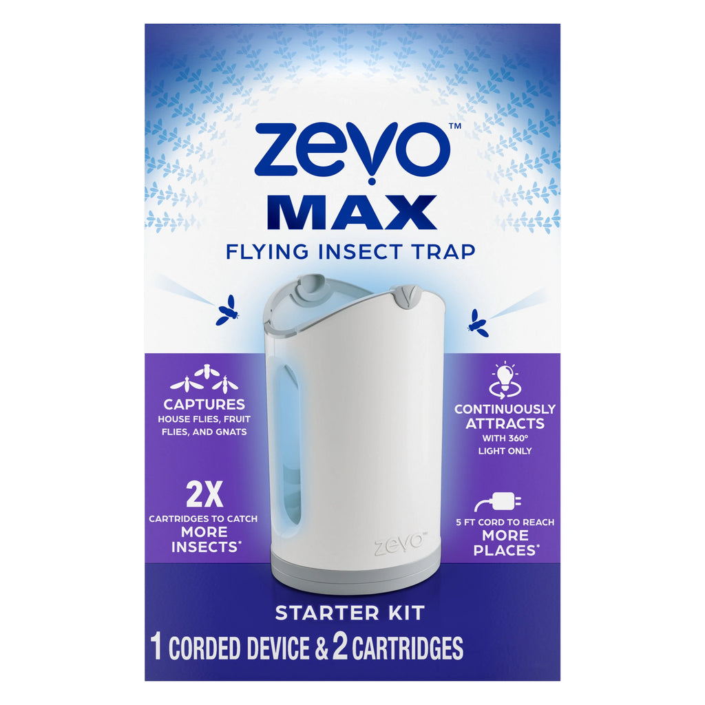 (4 pack) Zevo Max Flying Insect Trap - 1 Plug in Base & 2 Refill Cartridges