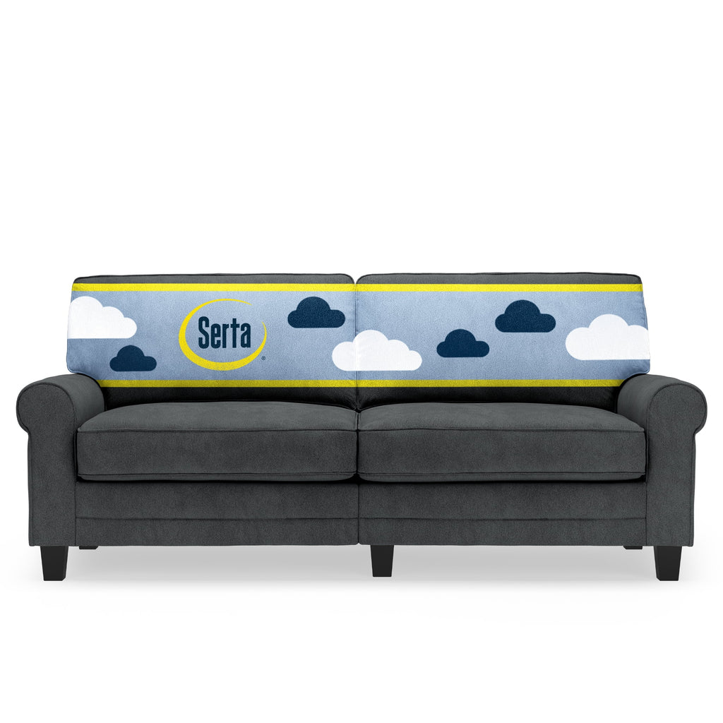 Serta Copenhagen 78" Rolled Arm Sofa with Removable Covers Dark Brown