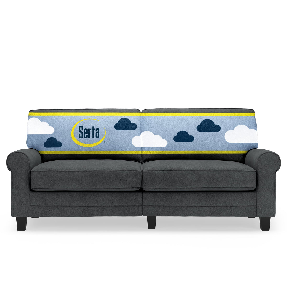 Serta Copenhagen 78" Rolled Arm Sofa with Removable Covers Dark Brown