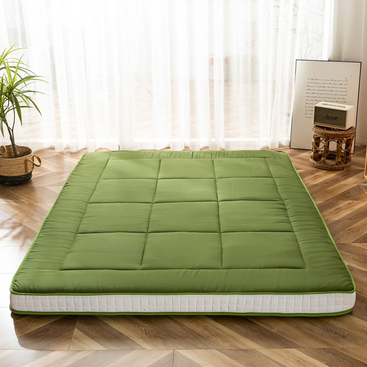 Futon Mattress, Padded Japanese Floor Mattress Quilted Bed Mattress Topper, Extra Thick Folding Sleeping Pad, Dark Grey, Twin