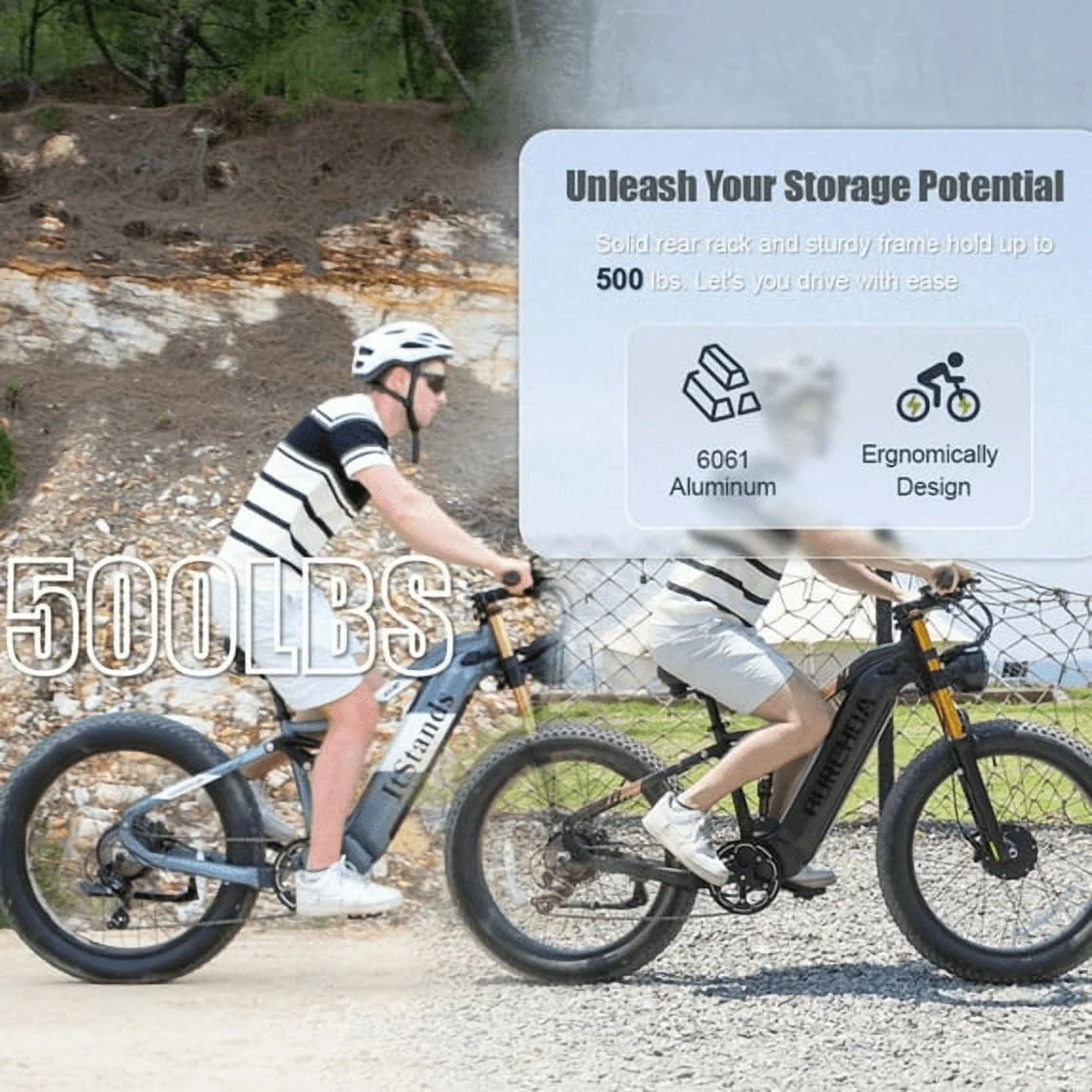 Dual Motors AWD 2000W Electric Bike for Adult 26'' UL2849 48V 30AH E-mountain bike 4.0 Fat Tire up to 35MPH&120Miles Long Range Off-road Ebike Dual Hydraulic Disc Brakes&Ful Suspension Electric Bicyc