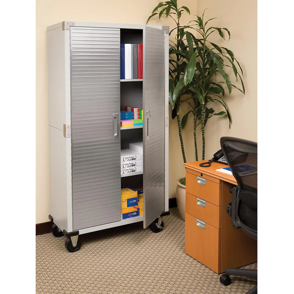 Seville Classics UltraHD Steel Body Lockable Storage Filing Cabinet Organizer Locker Shelving Unit 36" W x 18" D x 72" H, Granite