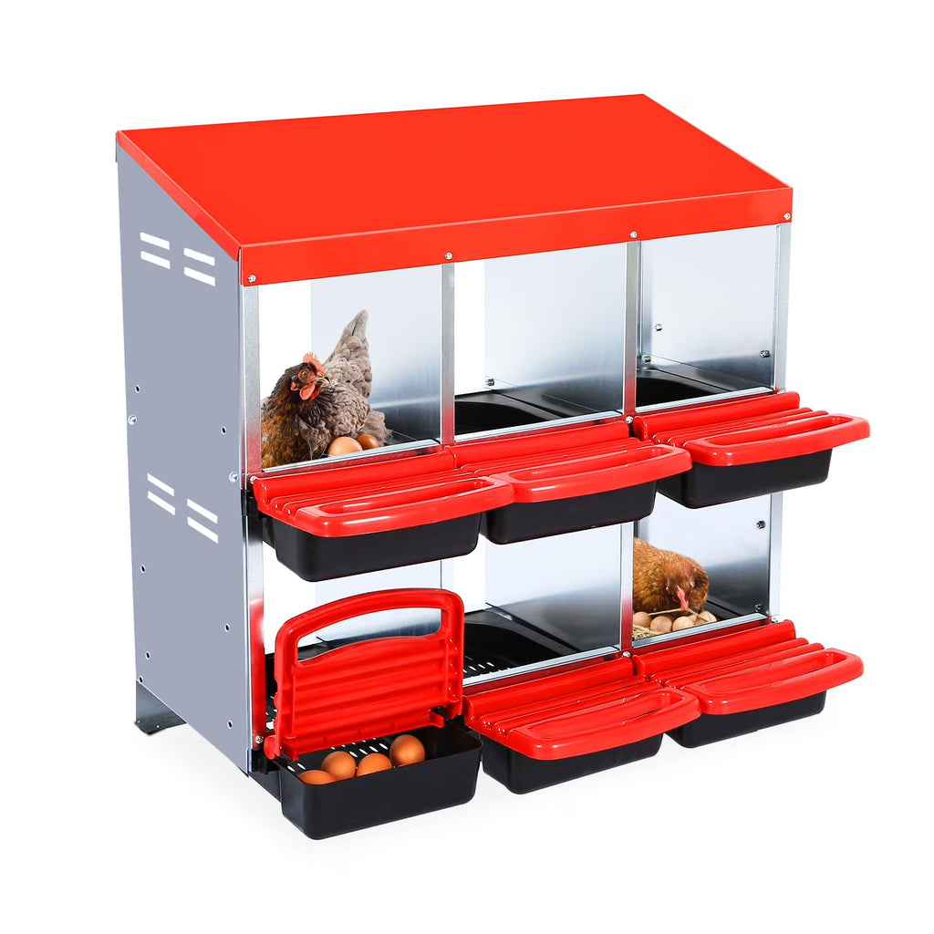 Chicken Nesting Box, 6/8/10 Compartment Nesting Box, Heavy Duty Chicken Coop Nesting Box with Removable Tray, Metal Chicken Laying Box for Chicken