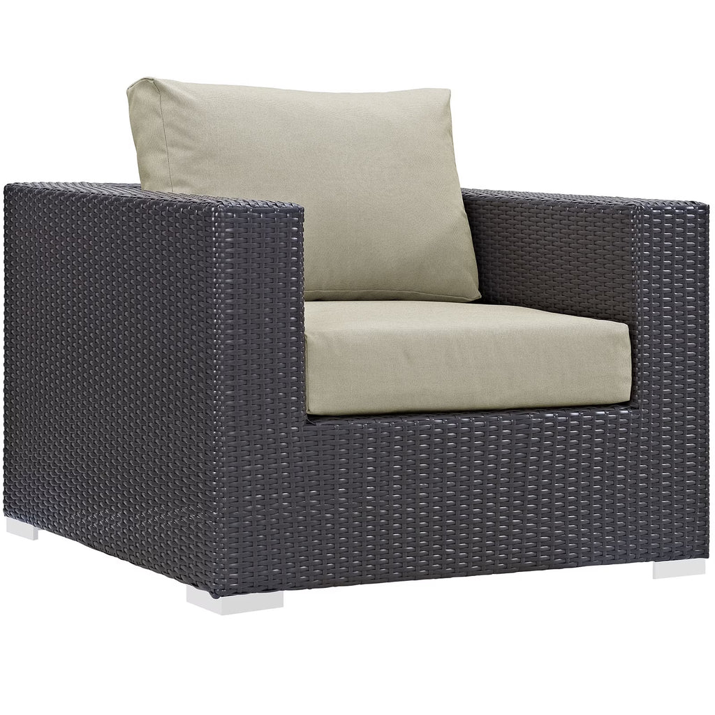 Modern Contemporary Urban Design Outdoor Patio Balcony Lounge Chair, Beige, Rattan