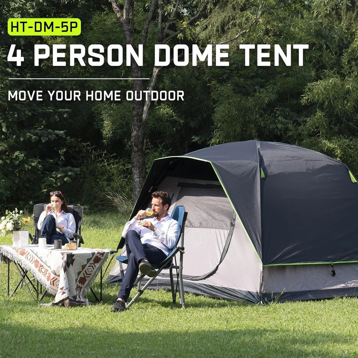 Camping Tent, 4 Person Dome Tents for Camping with Rainfly, Waterproof Clip Easy Setup Portable Family Tent with