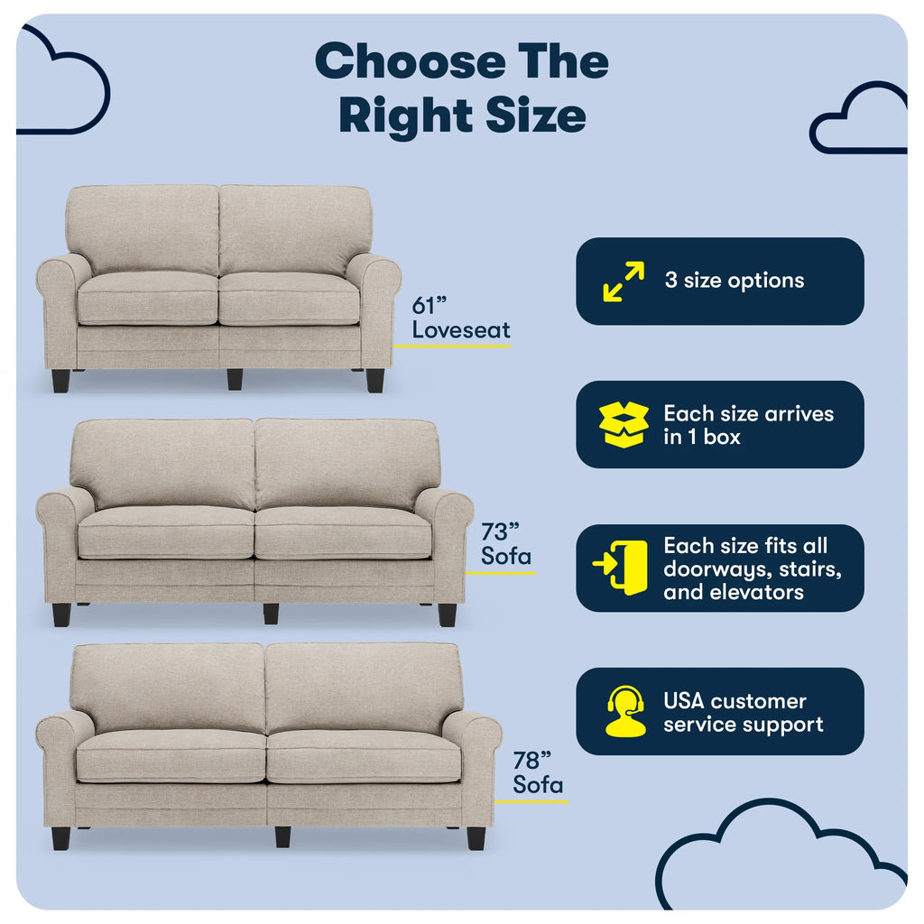 Serta Copenhagen 78" Rolled Arm Sofa with Removable Covers Dark Brown
