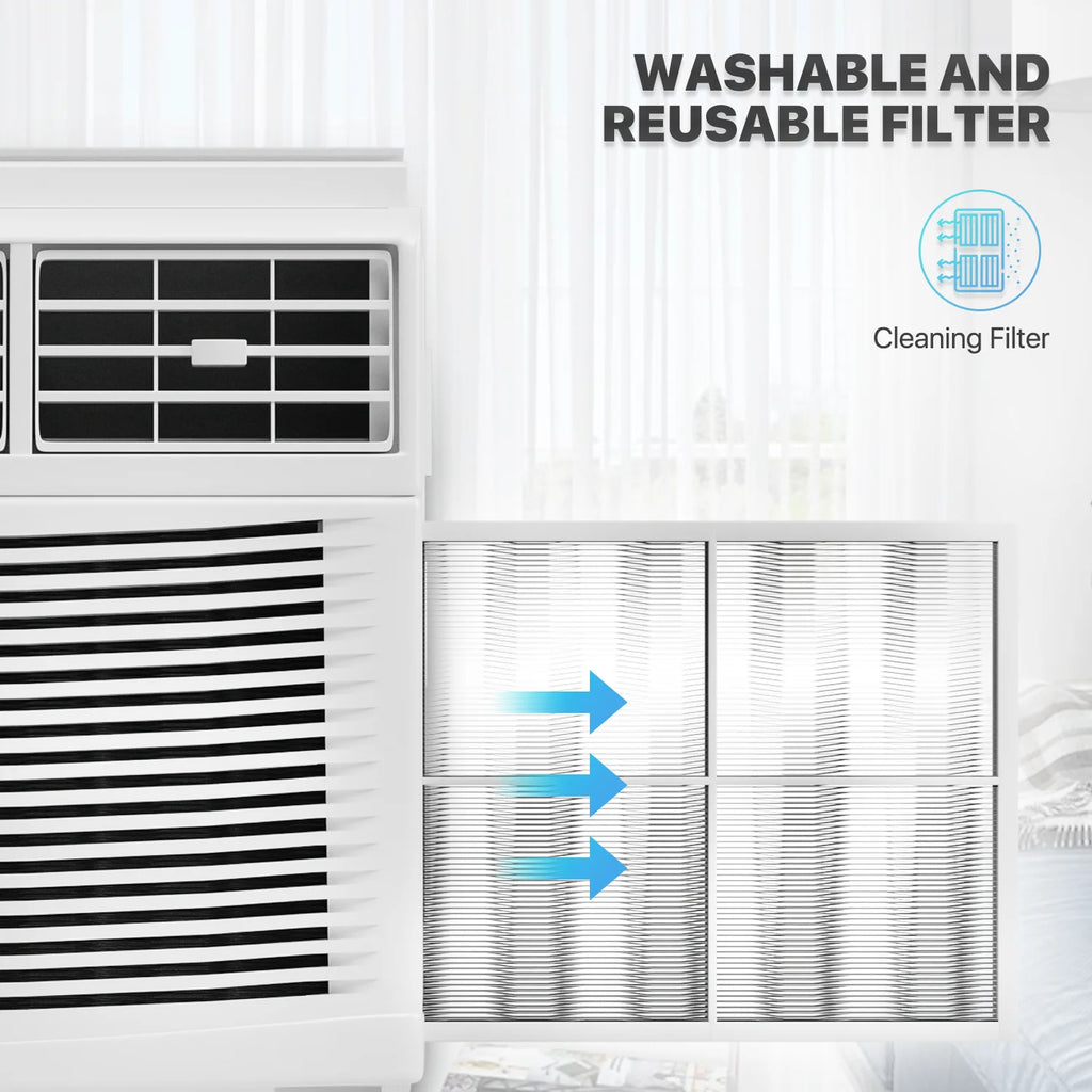 mollie 12,000 BTU 115V Window Air Conditioner, Cools Rooms up to 450 Sq.Ft., Window AC Unit with Remote Control, 24H-Timer and 3 Fan Speeds, White