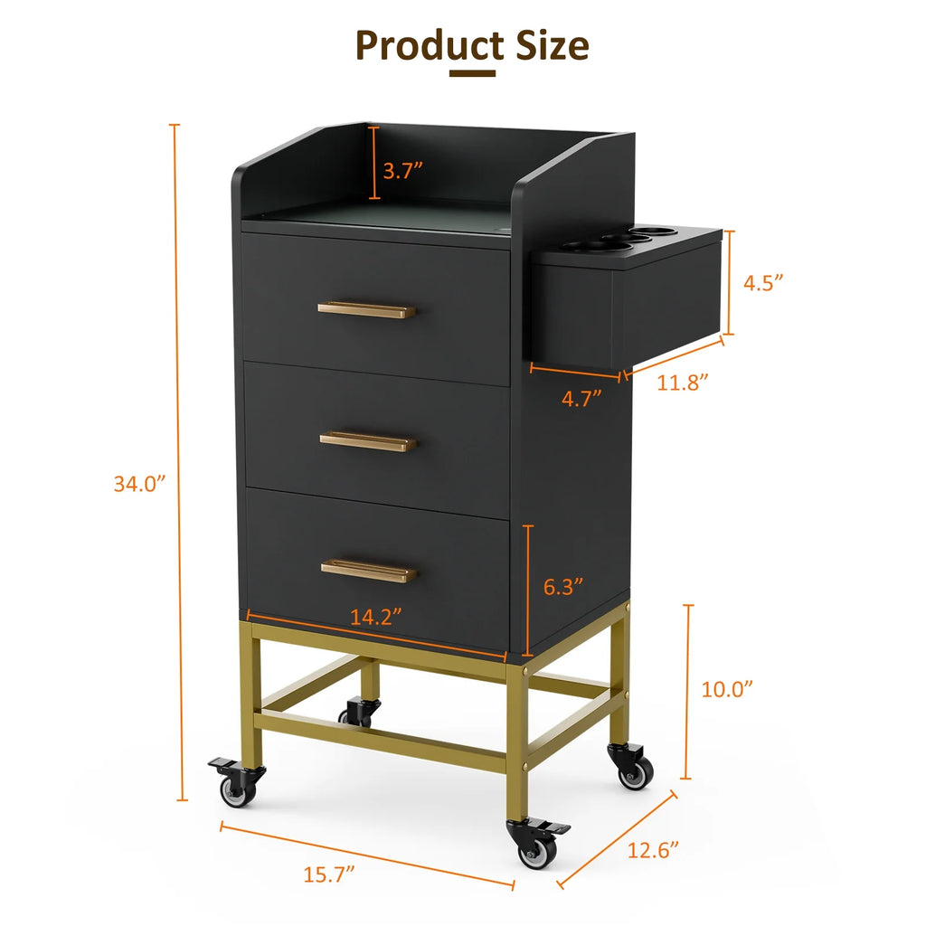 Paddie Storage Utility Cart with Dryer Holder and Lockable Wheel, White