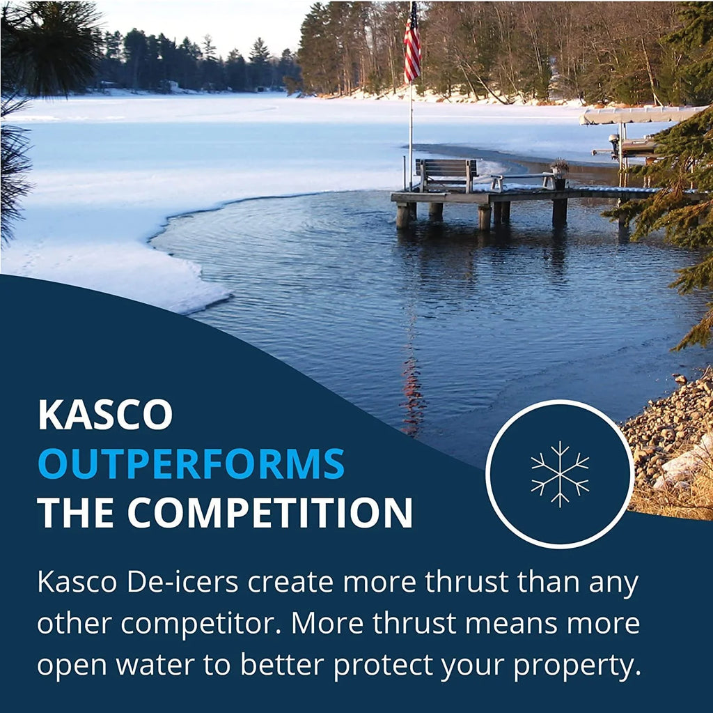 Kasco Deicer 1/2 HP Lake & Pond De-icer 120V �C Single Phase with 25 Ft Electric Power Cord | Water Deicer for Ponds, Lakes & Dock Bubbler