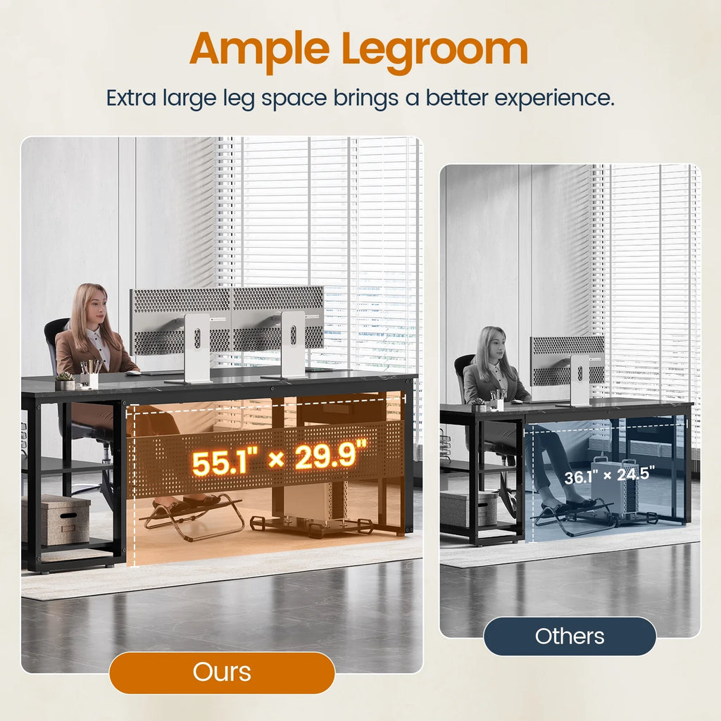 71" Executive Desk with Power Outlets, Modern L Shaped Office Desk with File Drawers and Pegboard, Large Computer Desk, Rustic Brown