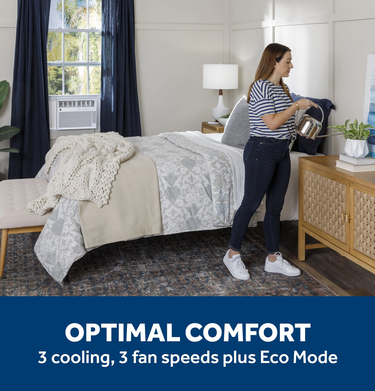 GE 8,000 BTU Smart Electronic Window Air Conditioner for Medium Rooms up to 350 sq. ft.