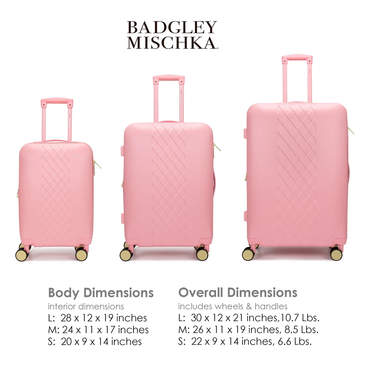 BADGLEY MISCHKA Diamond 3 Piece Expandable Luggage Set (Black)