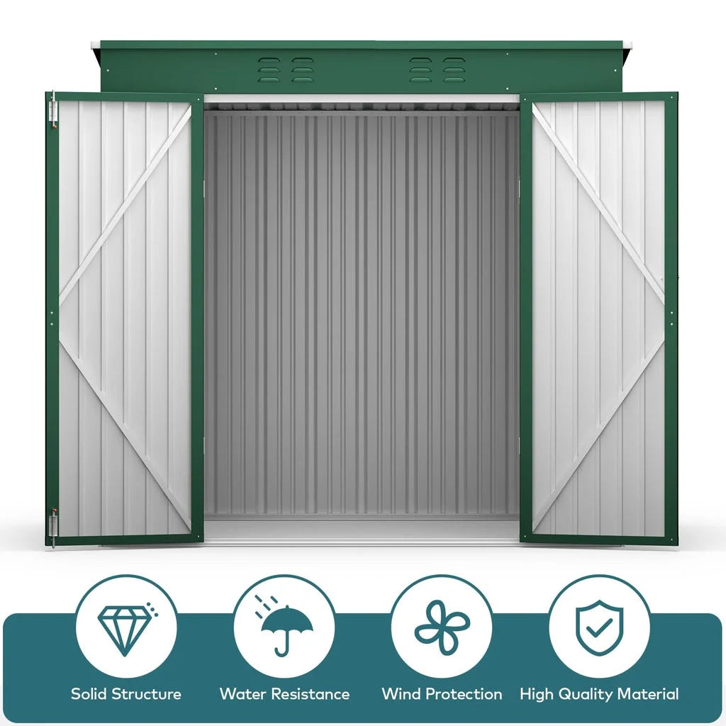 8x6 ft Outdoor Storage Shed on Sale, Sheds & Outdoor Storage with Lockable Doors, Metal Garden Shed by Durable Galvanized Steel for Patio, Lawn - Dark Gray