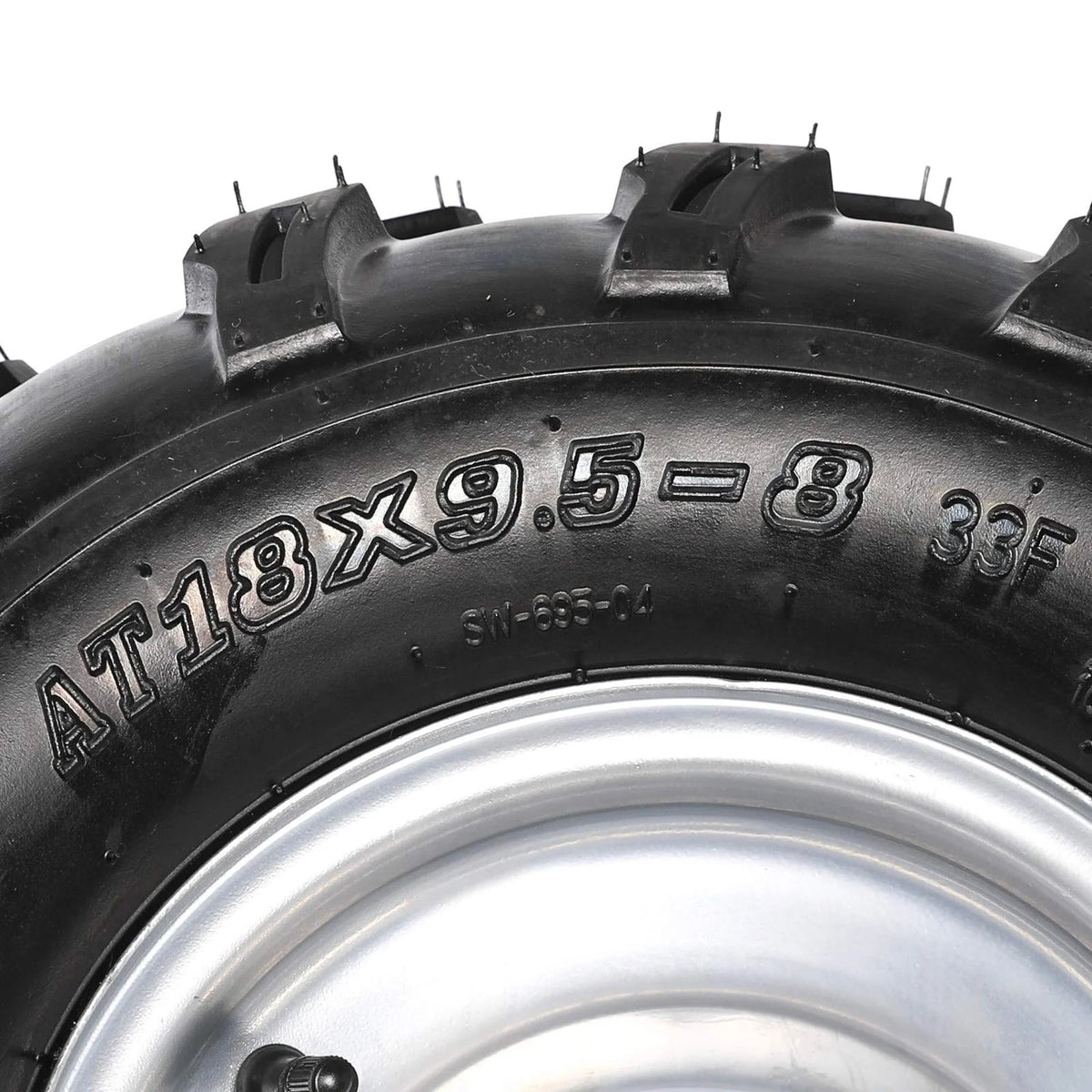 4 Pack 18x9.5-8 18x9.50-8 Tubeless Tire w/ 8" inch Wheel Rim 4 Bolt Pattern for ATV Quad Buggy Go Kart Lawn Mower 4 Wheelers Mini Bike Golf Cart Garden Tractor Utility Cart Turf Tires (4pcs)