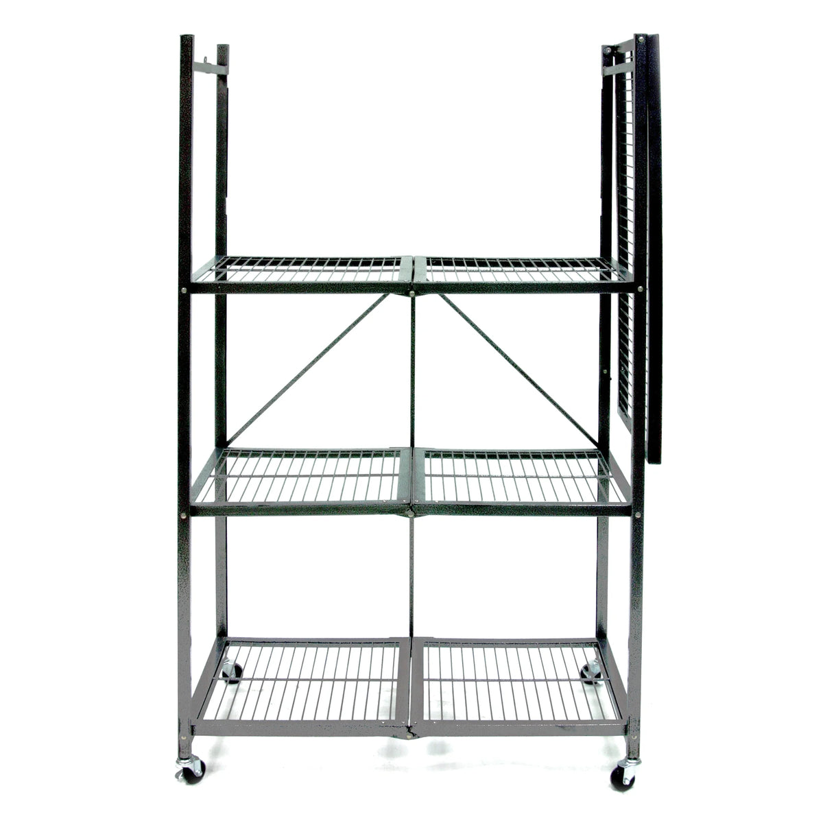 Origami 2-Pack R5 Series Heavy-Duty 4-Tier Foldable Steel Shelf, Pewter