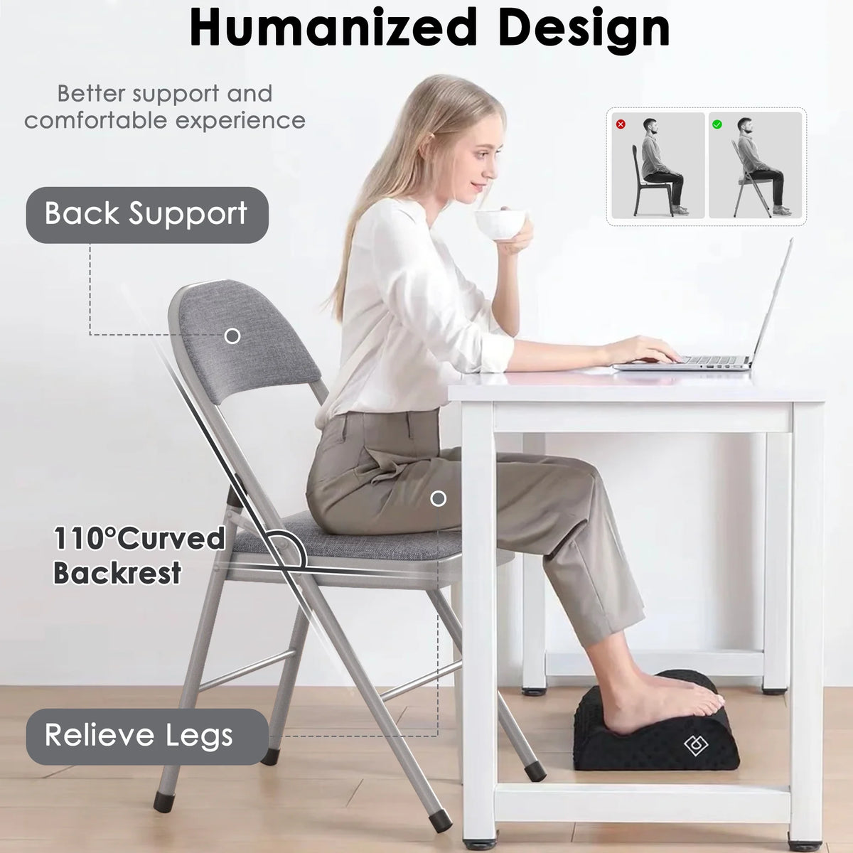 VECELO Set of 4 Folding Chairs, Fabric Dining Chair Set with Padded Cushion and Back, Indoor Outdoor Upholstered Seat with Metal Frame for Home Office Events Wedding Party, Orange