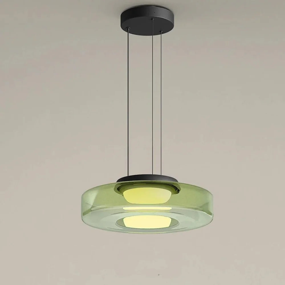 Arturesthome Contemporary Multi-Layer Clear Glass Pendant Lighting, Amber/Green/Grey