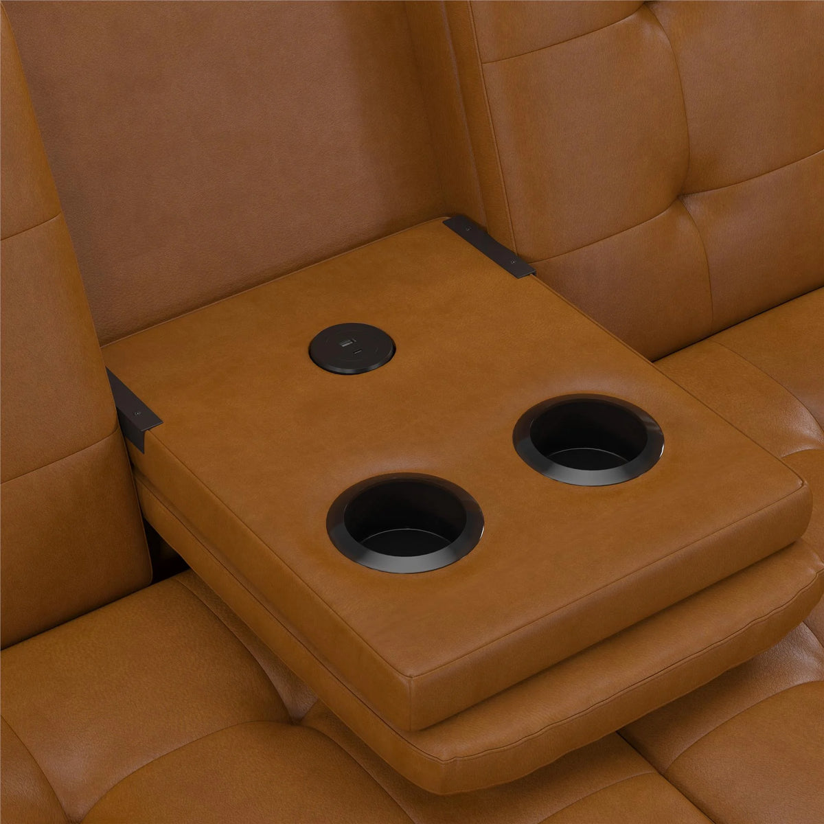 Mainstays Memory Foam 71.5" Futon with Cupholder and USB, Black Faux Leather