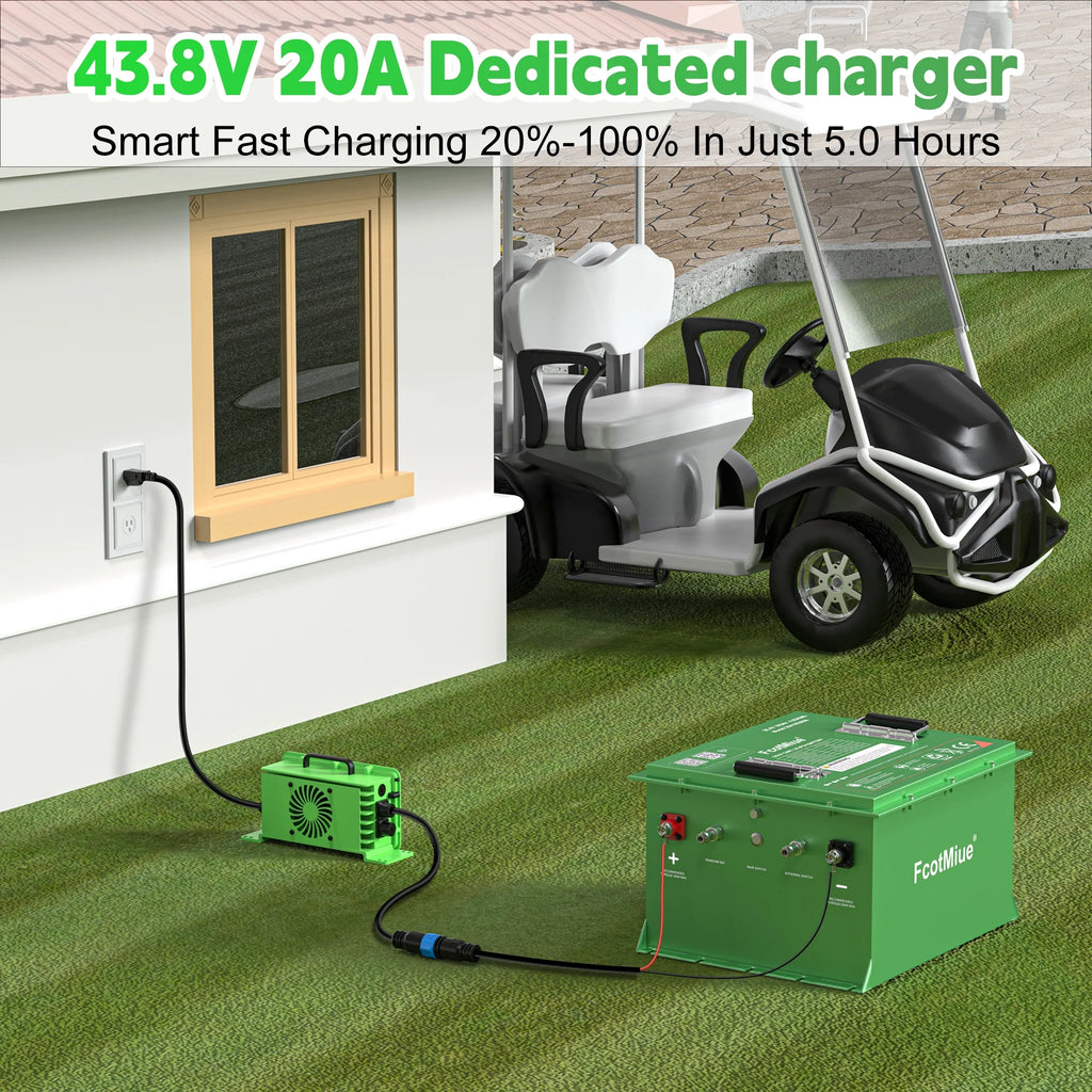 48Volt Lithium Golf Cart Battery , 6000+ Cycles 51.2V 105Ah LiFePO4 Battery, Built-in 200A Smart BMS Support up to 5kW Motor Conversion Kit ,with Touch Monitor & Mobile APP, 20A Charger