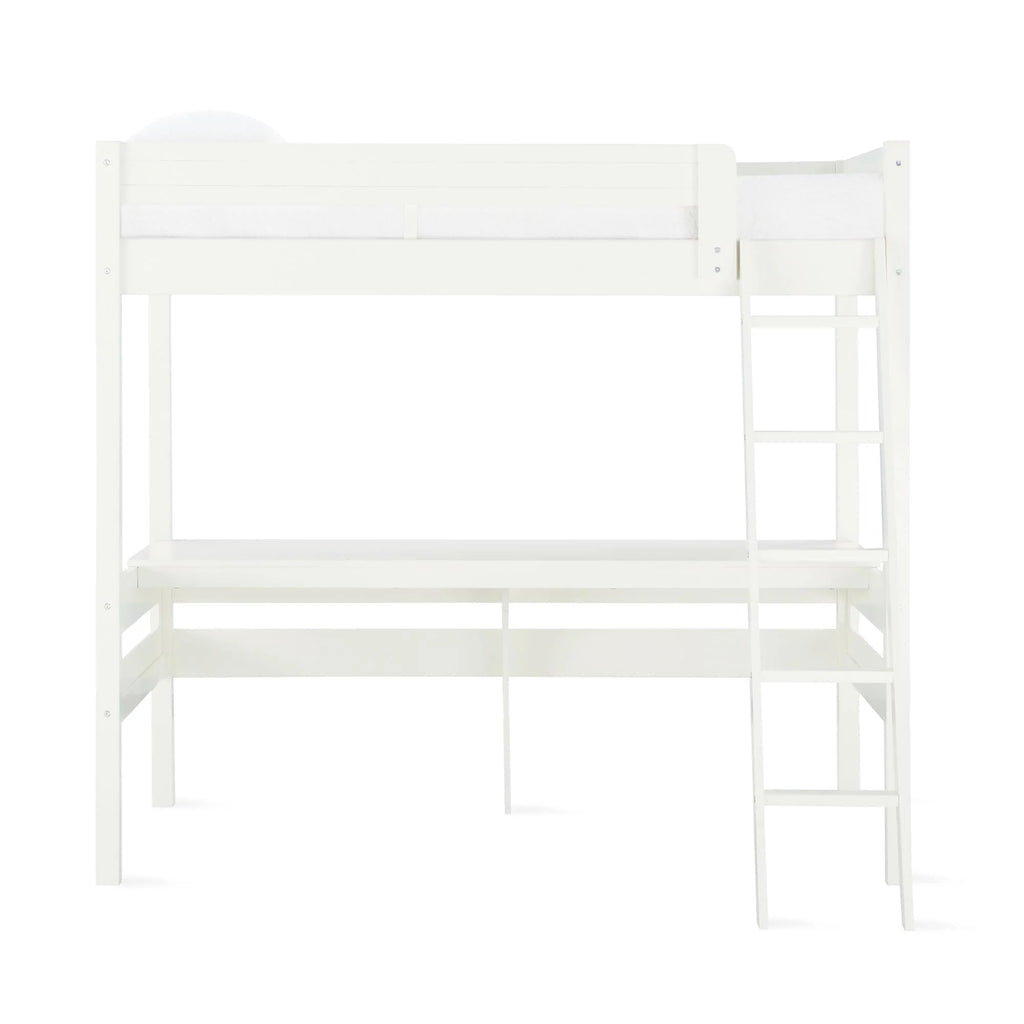 Teen Novogratz Lennon Twin Size Loft Bed with Desk, White